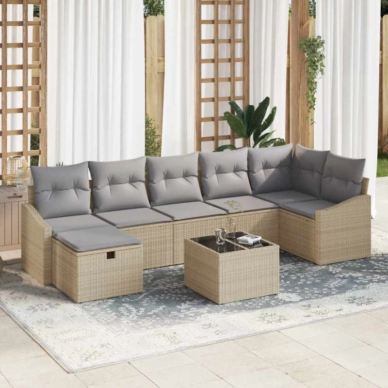 Modulært havesofa sæt i polyrattan med puder