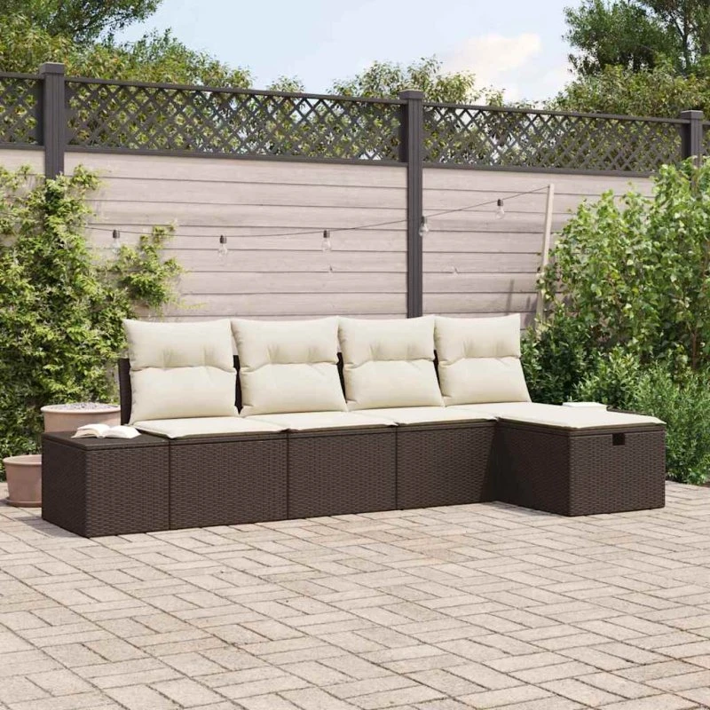 Havesofa sæt i polyrattan med hynder (5-6 dele)