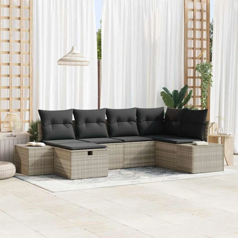 Modulært havesofa sæt i polyrattan med puder (6–7 dele)