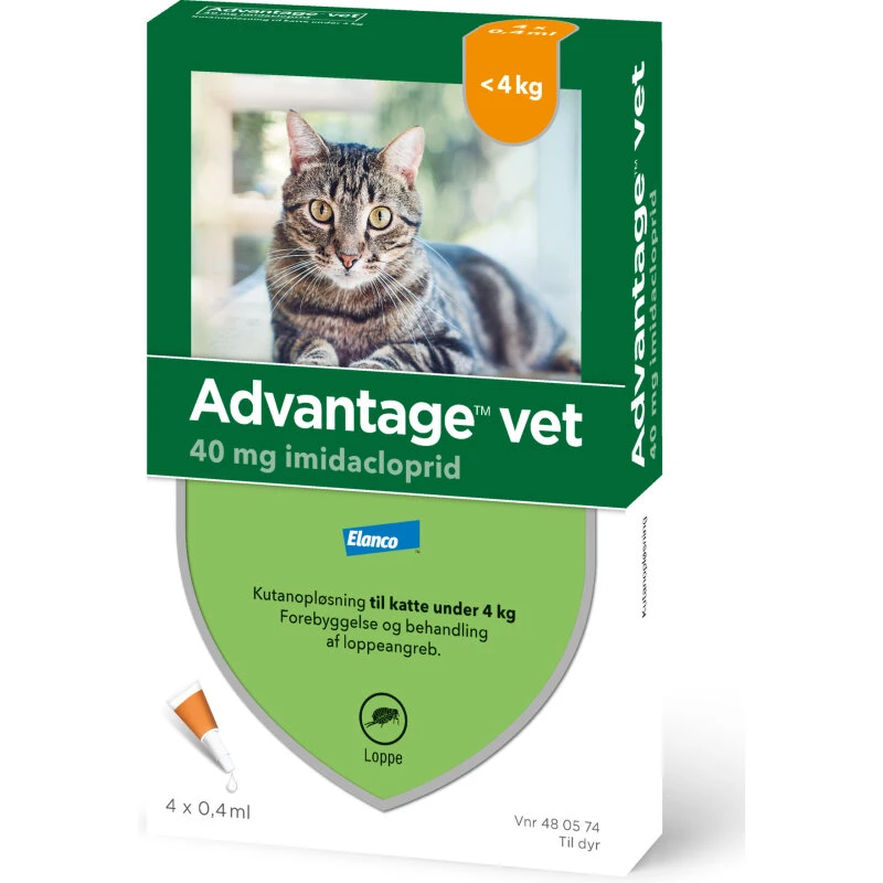 Advantage Vet loppemiddel til kat 0–4 kg, 4 pipetter