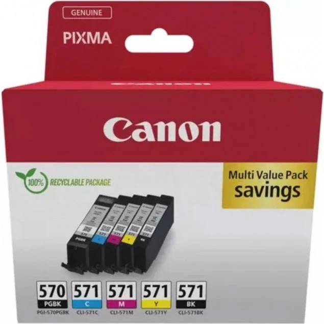 Canon PGI-570/CLI-571 Multipak 5-pakke (sort/cyan/magenta/gul/pigmenteret sort)