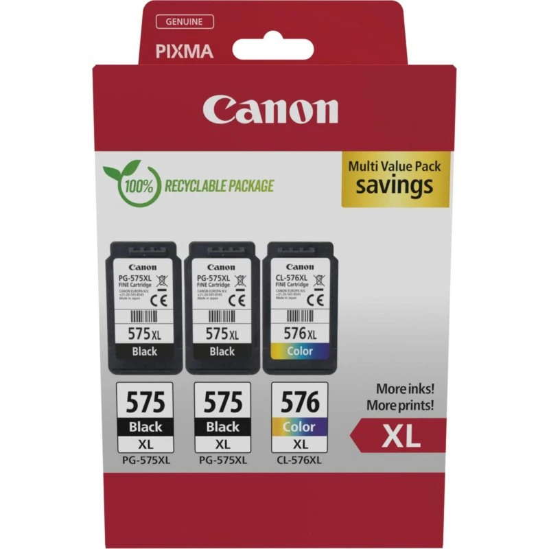 Canon PG-575XLx2/CL-576XL Multi-Pack Sort & Farve (3 Pakker)