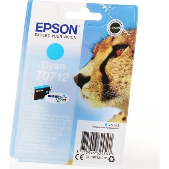 Epson T0712 Cyan Blækpatron 5,5 ml