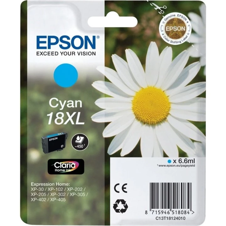 Epson Daisy Claria Home 18XL Cyan Blækpatron
