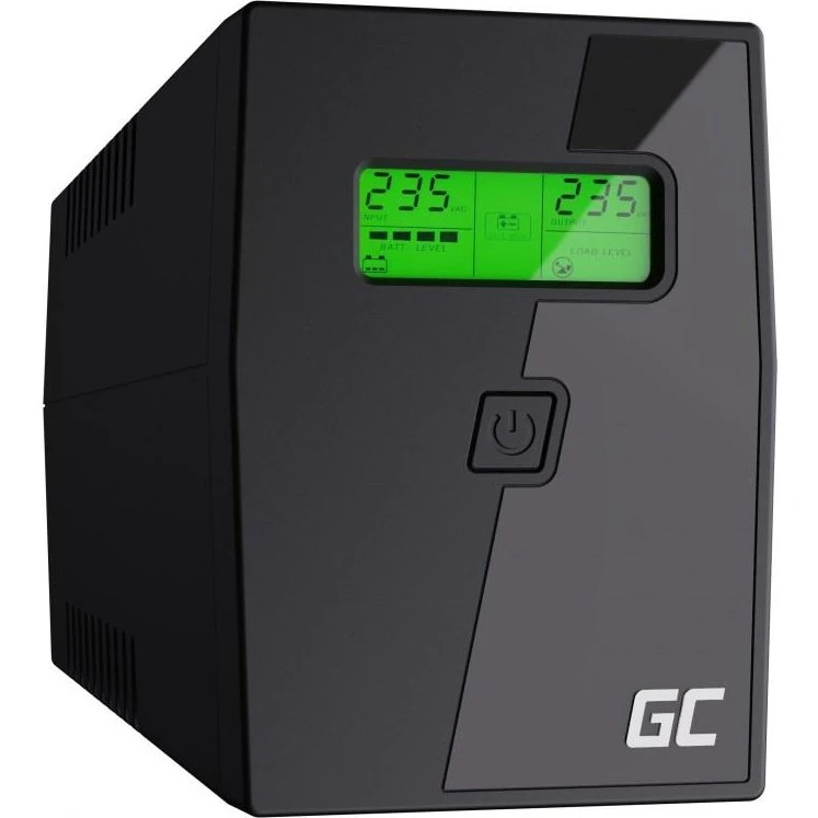 Green Cell UPS01LCD 600VA/360W med LCD og 2 Schuko