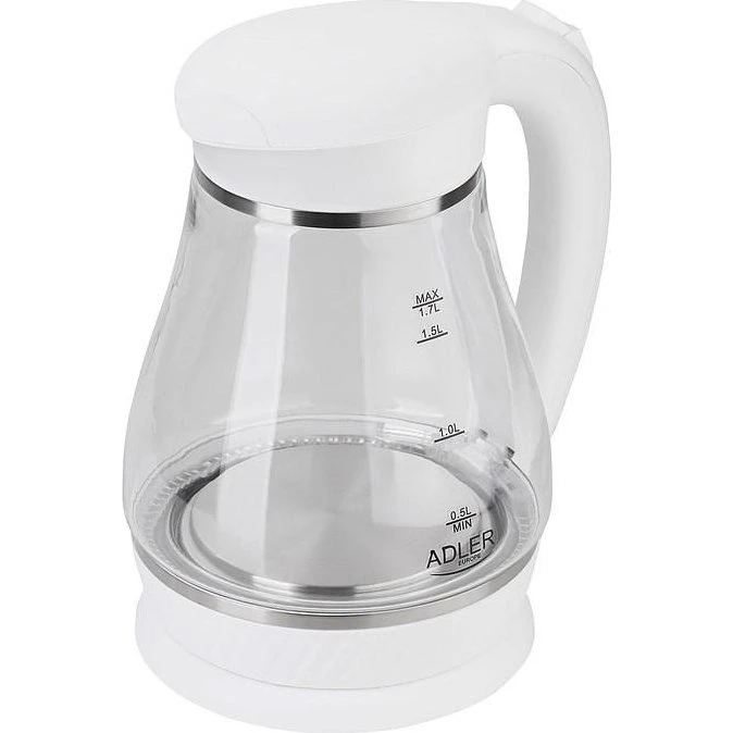 Adler AD 1274 Elkedel 1,7 l, glas, 2.200 W, hvid