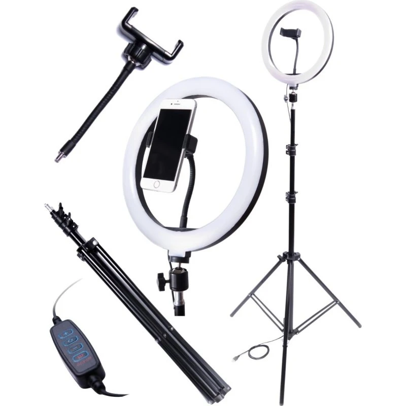 Ringlight Mobilholder med Justerbart Stativ – Selfielampe