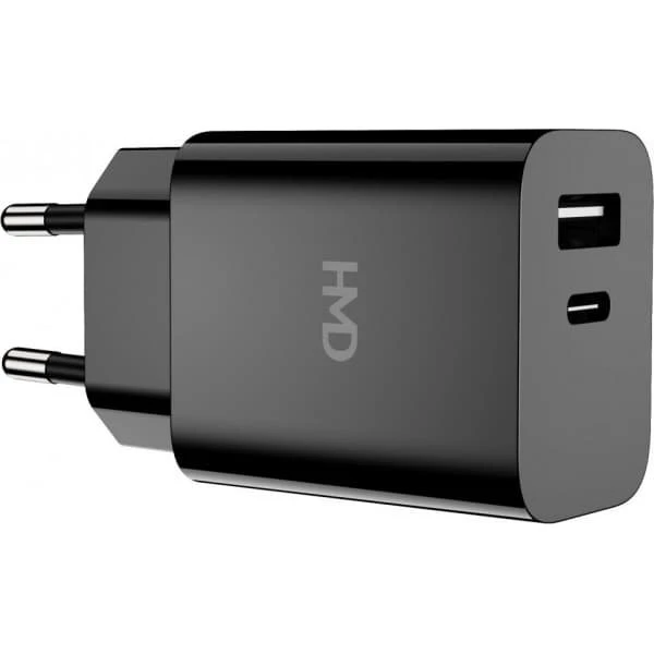 HMD Dual Port Væglader 30 W, sort