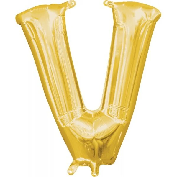 Mini folieballon bogstav V, guld 35 cm