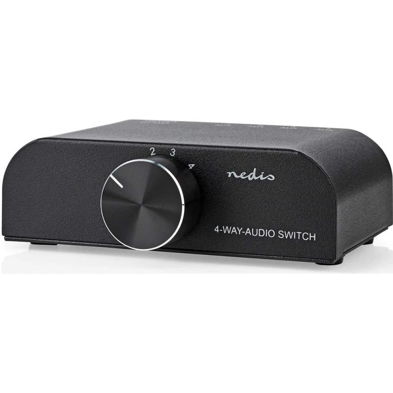 Nedis 4-vejs analog lydswitch med 3x RCA og 3.5 mm