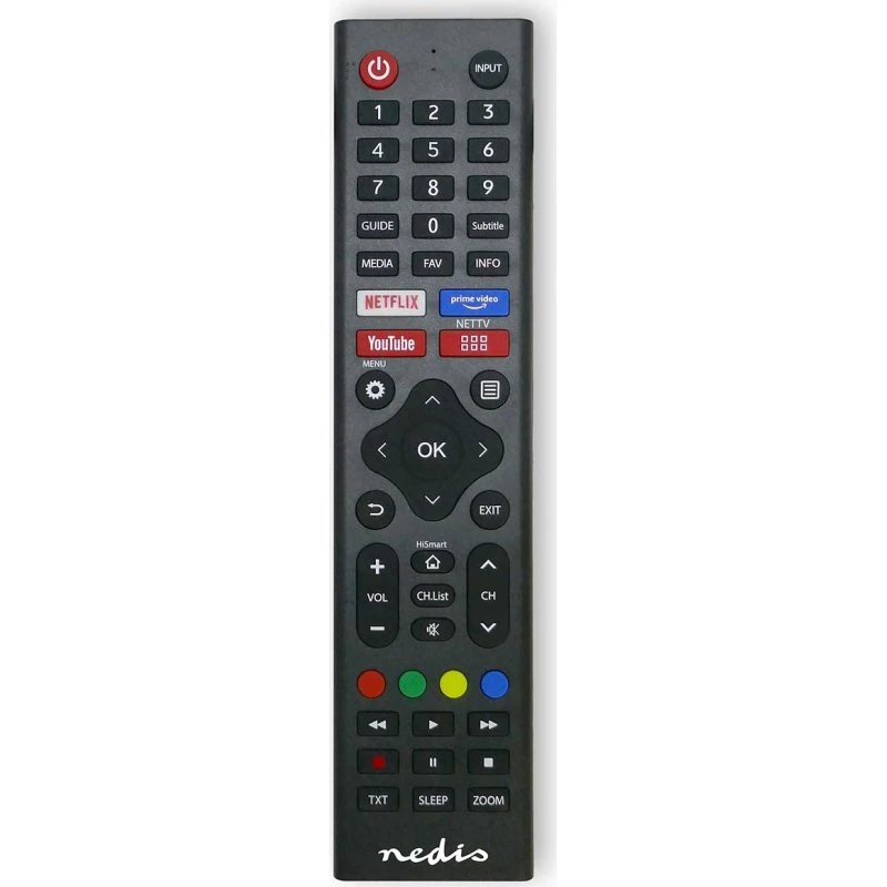 Nedis TVRC45HIBK Erstatningsfjernbetjening til Hisense, Sort