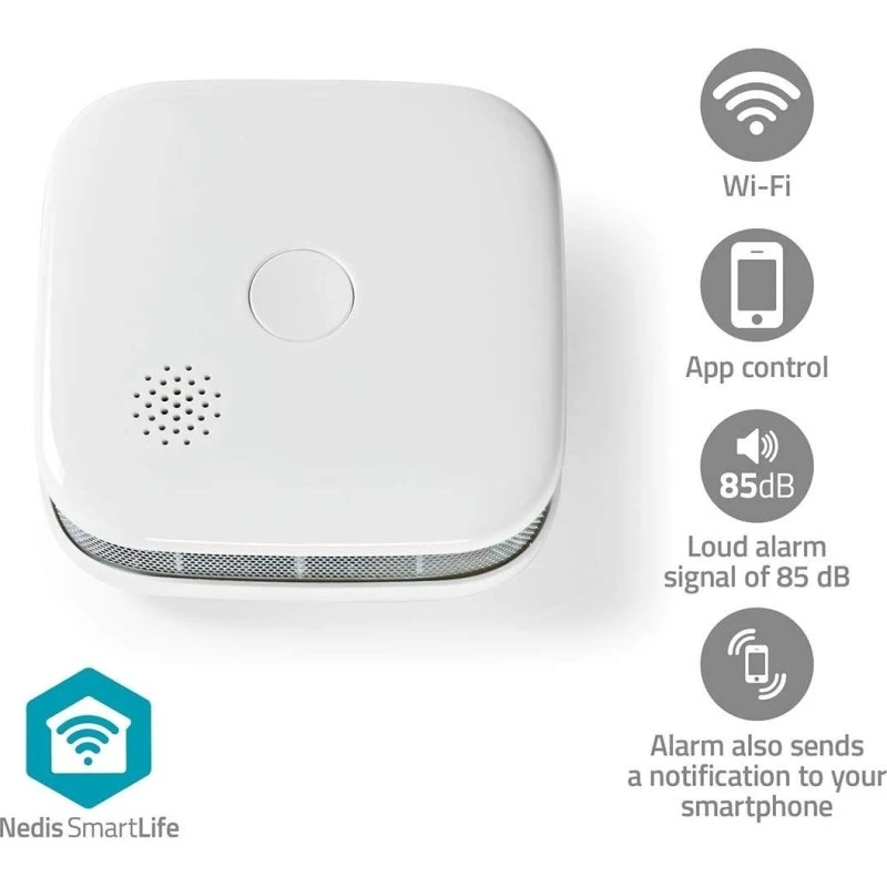 Nedis SmartLife Røgdetektor | Wi-Fi | Batteridrevet | Hvid | 1 stk
