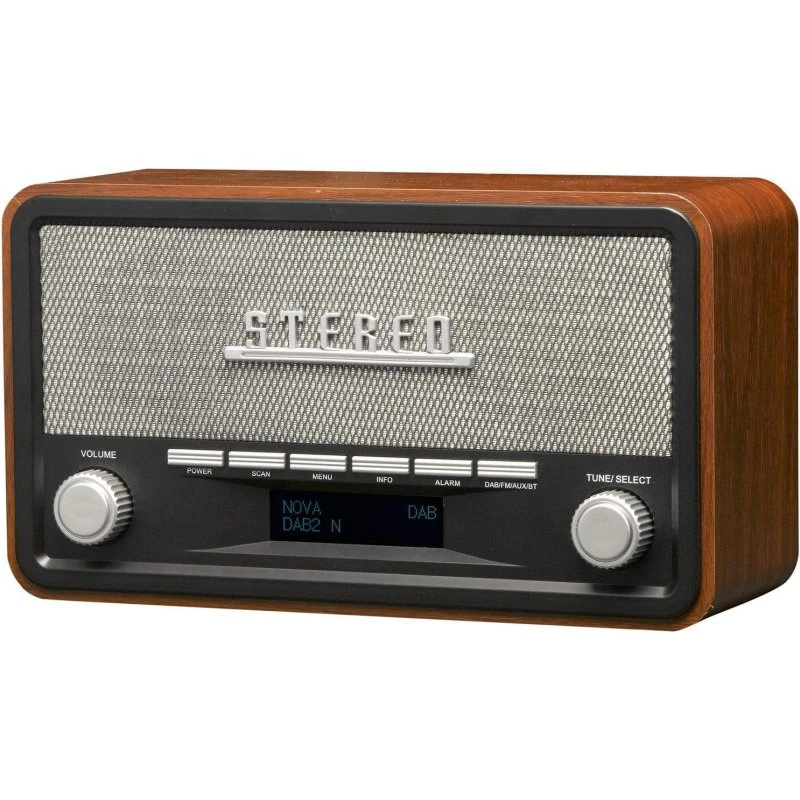 DENVER DAB-18 DAB+/FM-radio med Bluetooth, retrodesign, brun