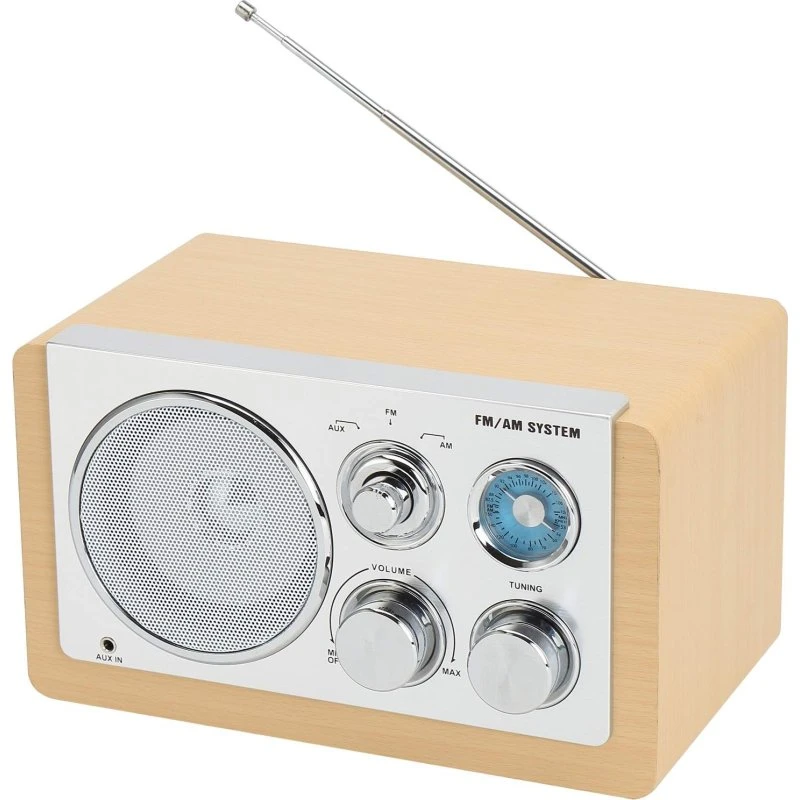Denver Electronics TR-63 AM/FM analog radio, lys træ