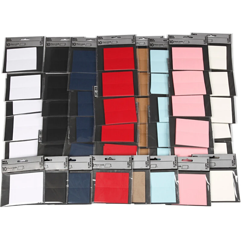 Bordkort 9x4 cm, 220 g, assorterede farver — 80 stk