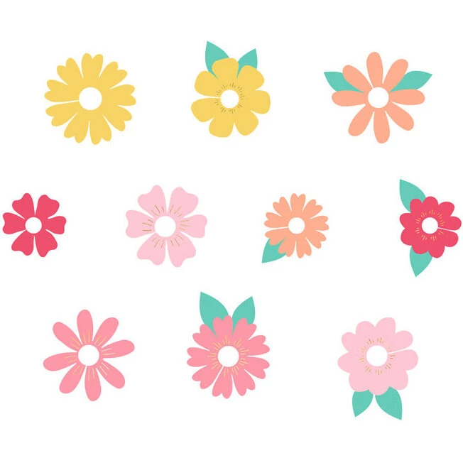 Fest 10 stk. Farverige blomster drinksmærker