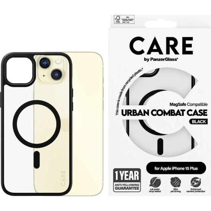 PanzerGlass CARE Flagship Case med MagSafe, transparent til iPhone 15 Plus