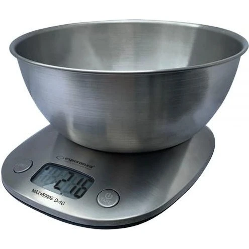 Esperanza Lychee Køkkenvægt med Skål, 1g–5kg, rustfrit stål