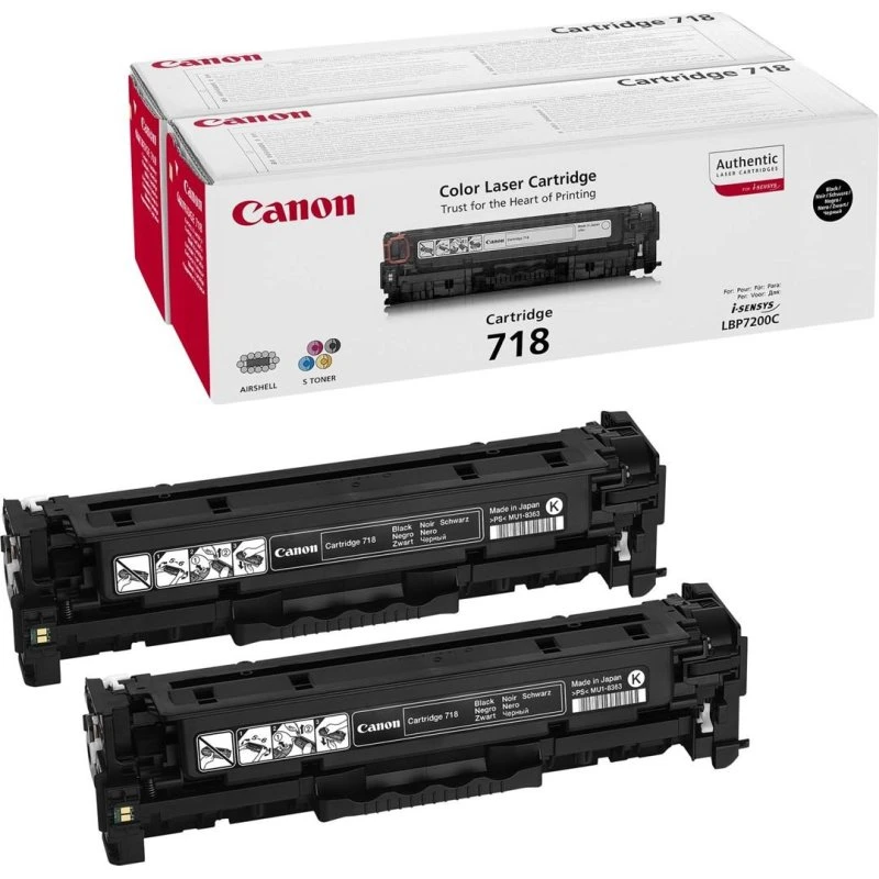 Canon CRG-718 BK 2-pak sort toner, original
