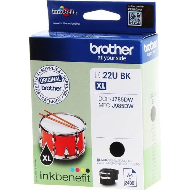 Brother LC22UBK Sort XL Blækpatron, 2.400 sider
