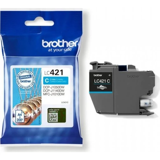 Brother LC421C Cyan Blækpatron – 200 sider