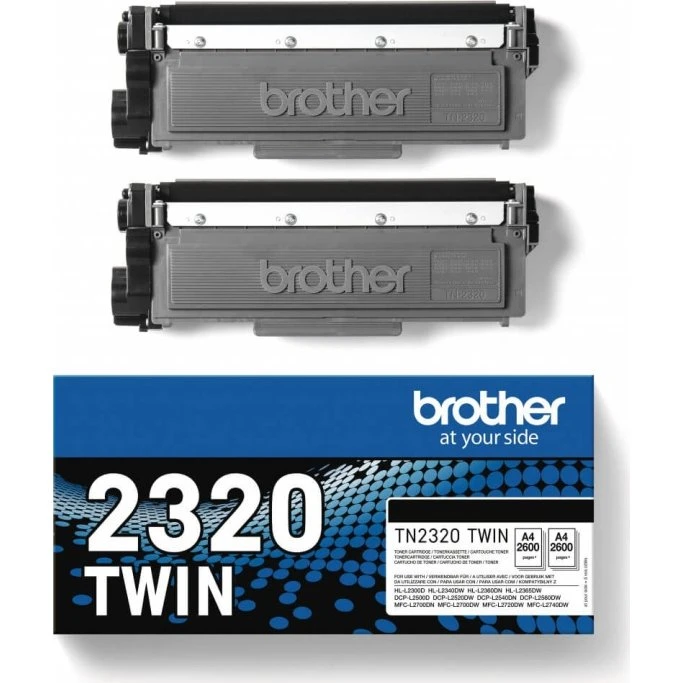 Brother TN2320TWIN Sort Twin-pak, 2 x 2.600 sider