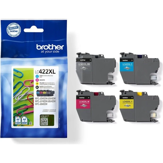 Brother LC422XLVAL Multipak Sort/Cyan/Magenta/Gul (XL)