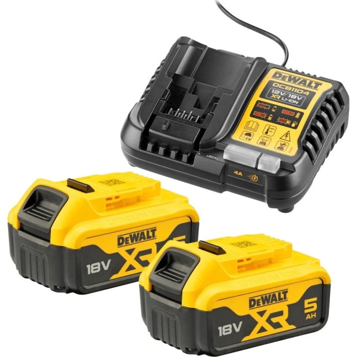 DeWALT XR 4A Oplader Startsæt 18V XR 5,0Ah + 2 Batterier