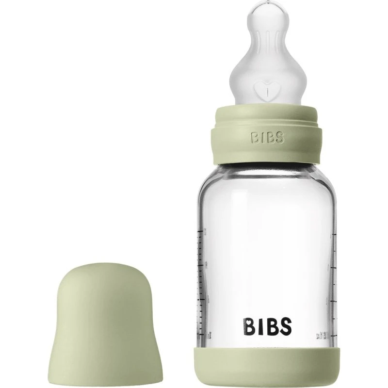 BIBS Glass Sutteflaske 120 ml (Glas/Silikone) - Sage