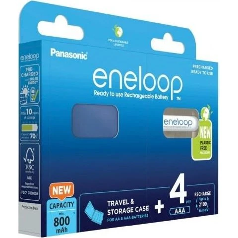 Panasonic Eneloop AAA 800 mAh, 4 stk + etui