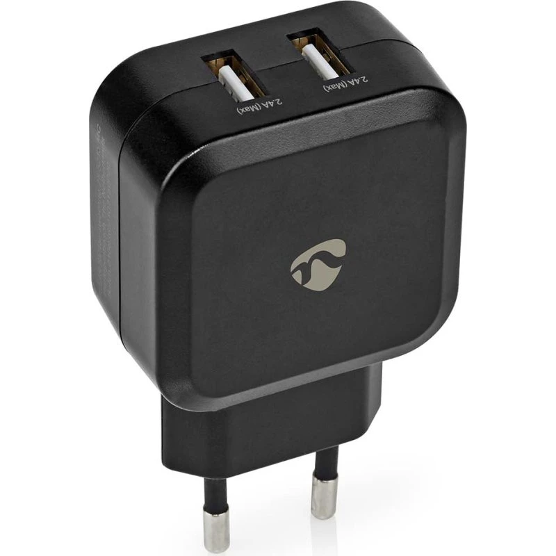 Nedis Vægoplader 24 W | 2x USB-A | 2,4 A | Sort