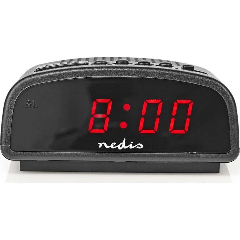 Nedis CLDK008BK Digitalt Bordvækkeur med LED-Display, Sort