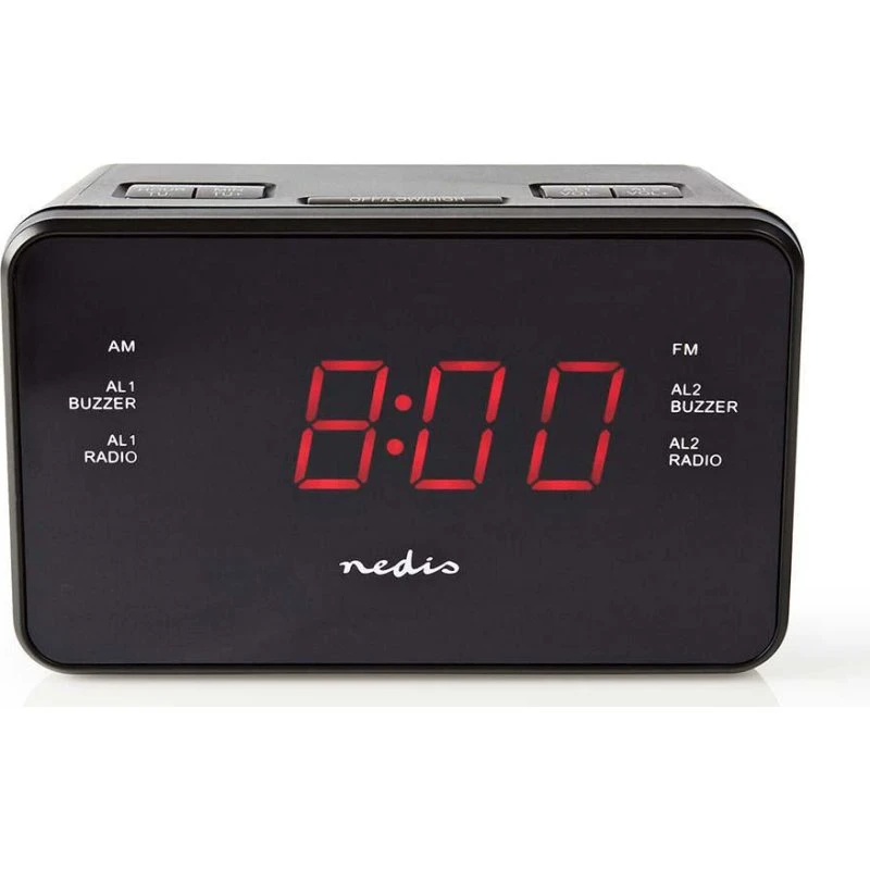Nedis Digital Vækkeur Radio CLAR002BK | 2 Alarmer | LED-Display | AM/FM