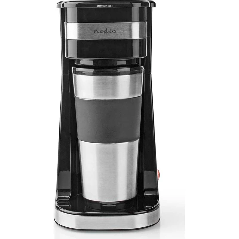 Nedis Kaffemaskine KACM300FBK 0,4 l Sort/Sølv med Rejsekrus