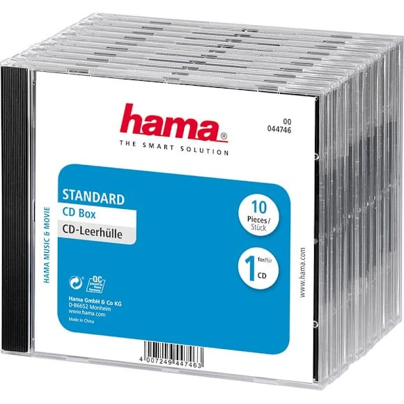 Hama CD-Box Standard 10-pak, sort, gennemsigtig
