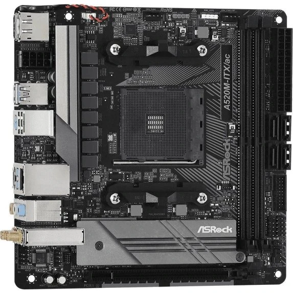 ASRock A520M-ITX/ac Mini ITX-bundkort, AM4, Wi-Fi & Bluetooth