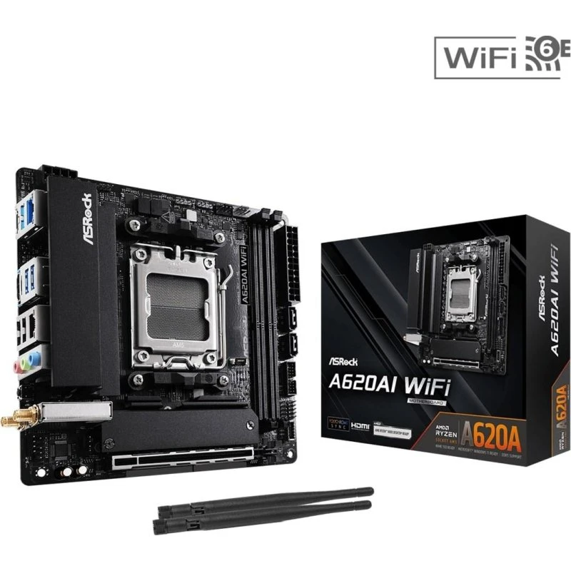 ASRock A620AI WiFi mini-ITX bundkort, AM5, DDR5, WiFi 6E