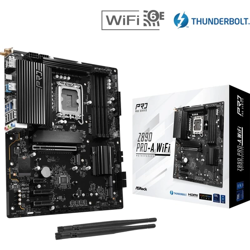 ASRock Z890 Pro-A Wi-Fi Bundkort, ATX, LGA1851, DDR5