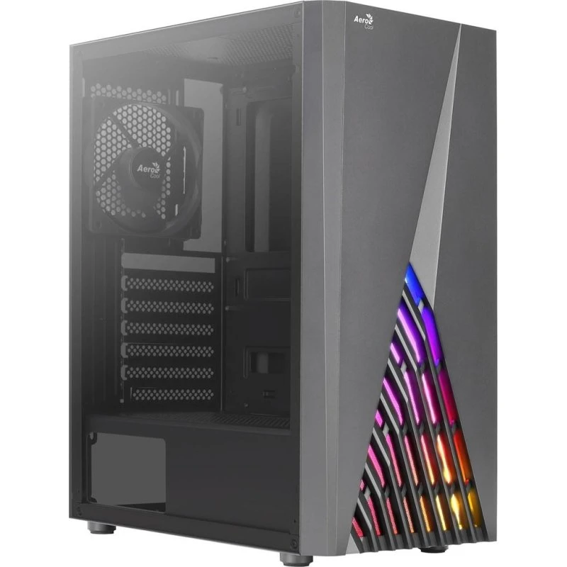 Aerocool Delta BK V1 ATX Mid Tower, Sort med RGB-Front og Sidevindue