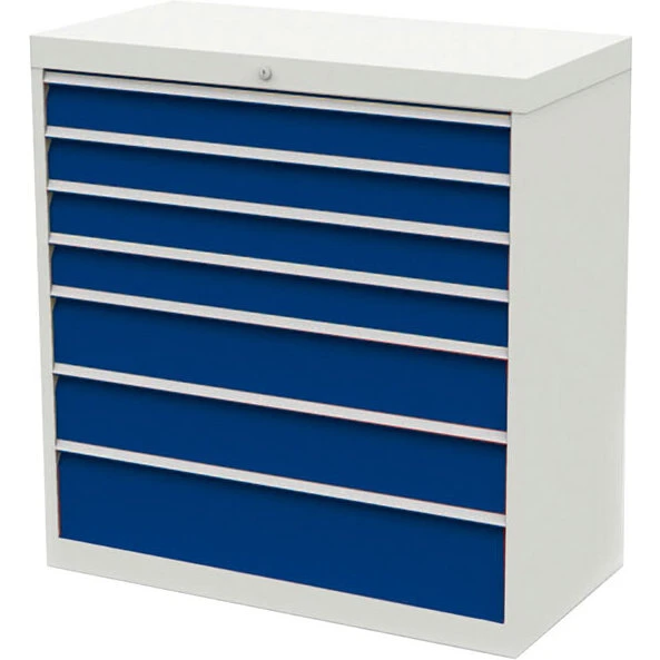 Skuffesektion 500/06 1019x980x500 mm, 7 skuffer, blå/lys grå