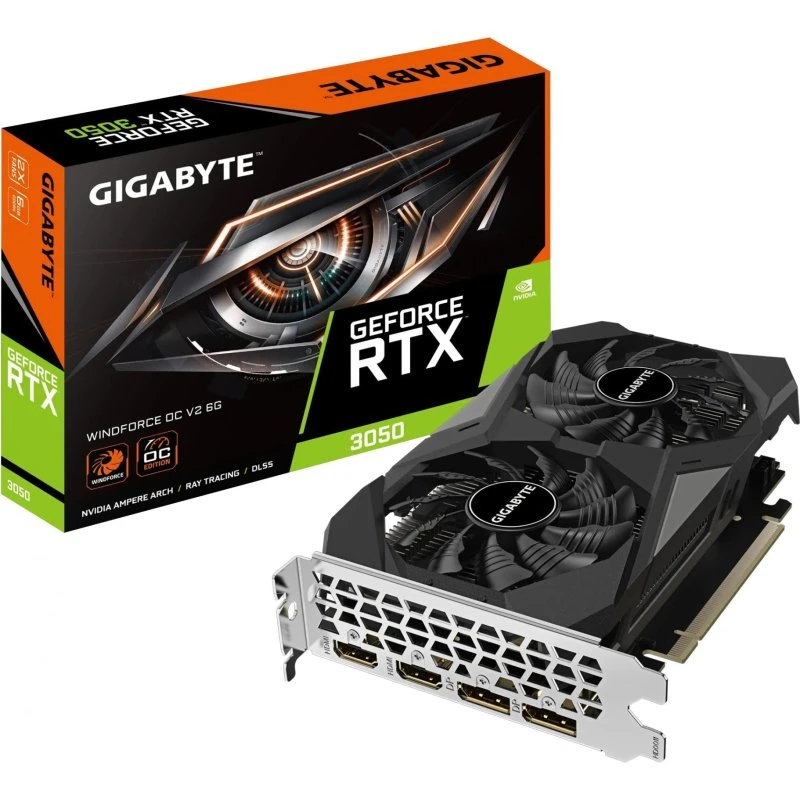 Gigabyte GeForce RTX 3050 WindForce OC V2 6GB GDDR6 - Sort