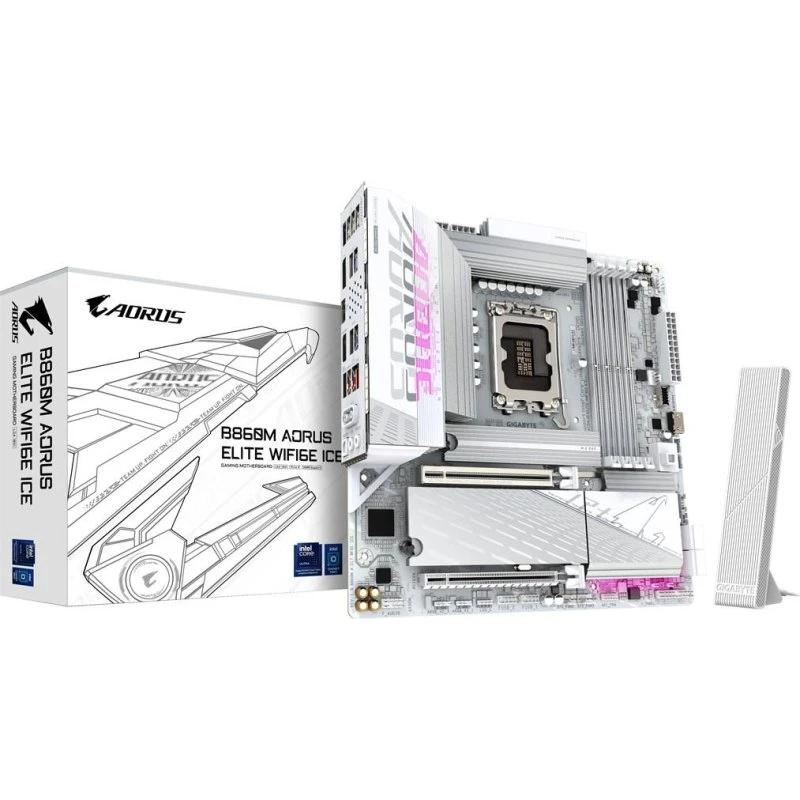 GIGABYTE B860M AORUS ELITE WIFI6E ICE - Micro-ATX, LGA1851, DDR5