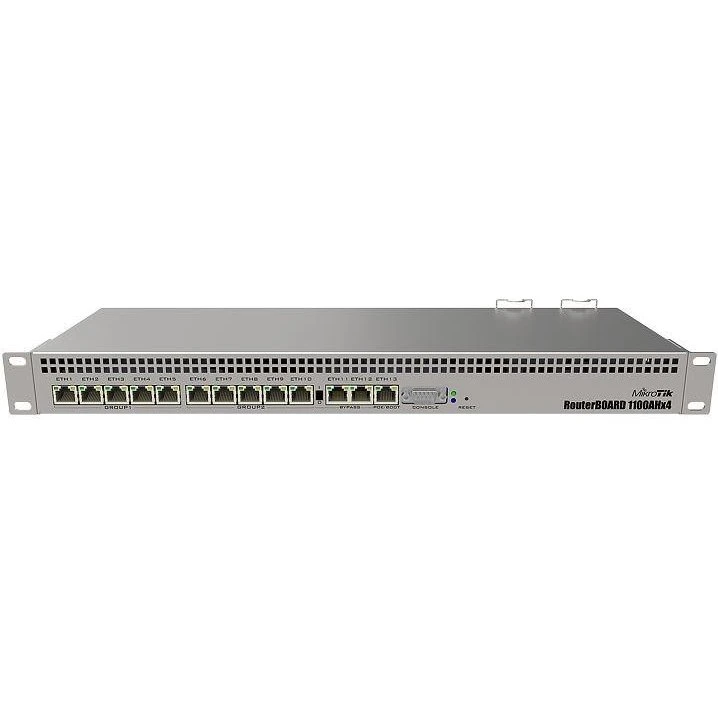 MikroTik RB1100AHx4 13-port Gigabit Router, 1U Rackmount, rustfrit stål