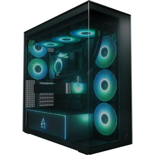 Arctic Xtender Black Miditower, Udvidet ATX, Sort Glas, uden PSU