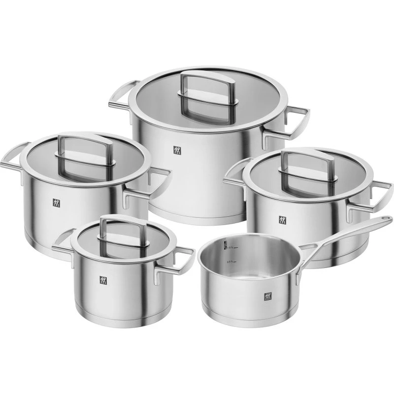 ZWILLING Vitality grydesæt 5 dele rustfrit stål med glaslåg