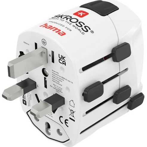 Hama World Travel Pro 3-benet rejseadapter, hvid