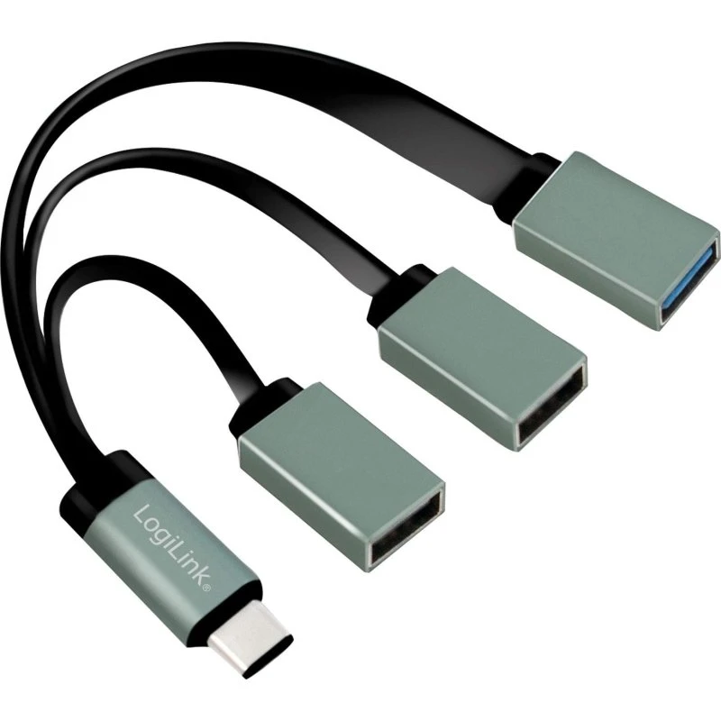 LogiLink USB-C Hub 3-Port, Sort Grå