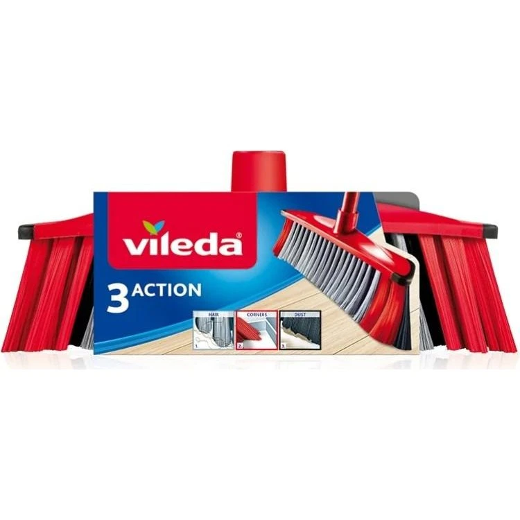 Vileda 3Action Kostehoved Sort/Rød/Grå