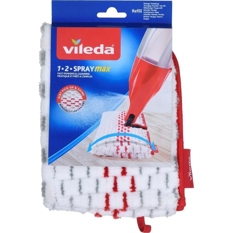 Vileda 1-2 Spray Max Mikrofiber Moppe-Refill Rød/Hvid