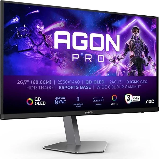 AOC AGON PRO AG276QZD2 27" QHD QD-OLED 240 Hz grå